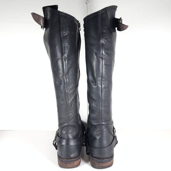 LIBERTY Black Tall Moto Boots with Buckle - Picture 8 of 16